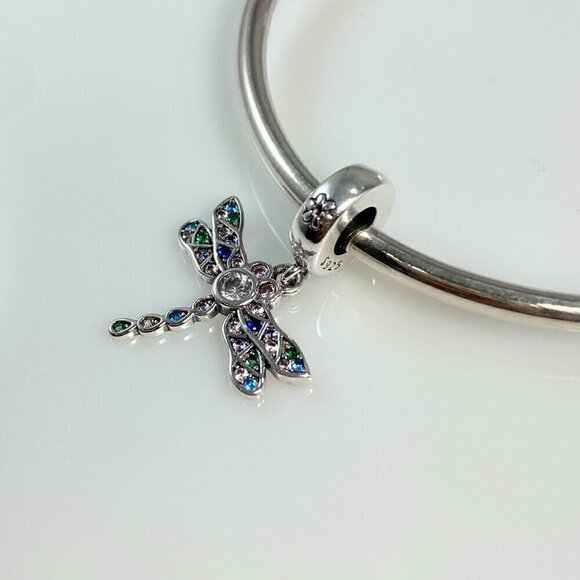 Sterling Silver Dragonfly Dangle Charm - Picture 10 of 11